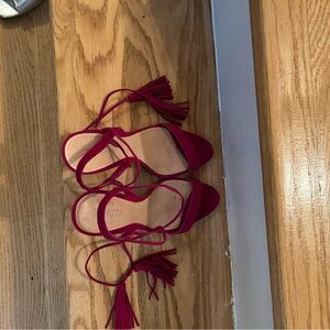 SCHUTZ Women's Burgundy Heels with Tassels